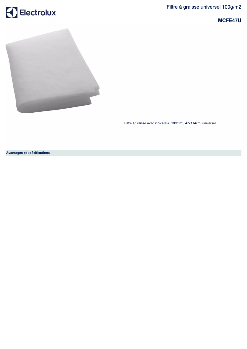 Page 1 de la notice Manuel utilisateur AEG MCFE47U