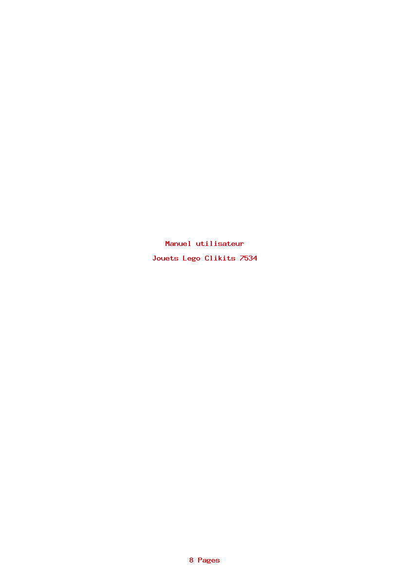 Page 1 de la notice Manuel utilisateur Lego Clikits 7534