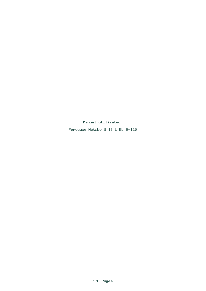 Page 1 de la notice Manuel utilisateur Metabo W 18 L BL 9-125