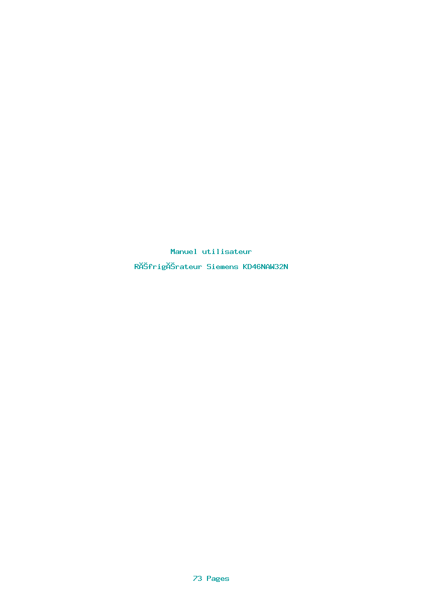Page 1 de la notice Manuel utilisateur Siemens KD46NAW32N