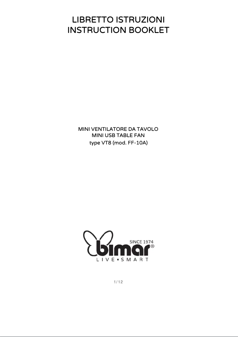 Page 1 of the manual User Manual Bimar VT8