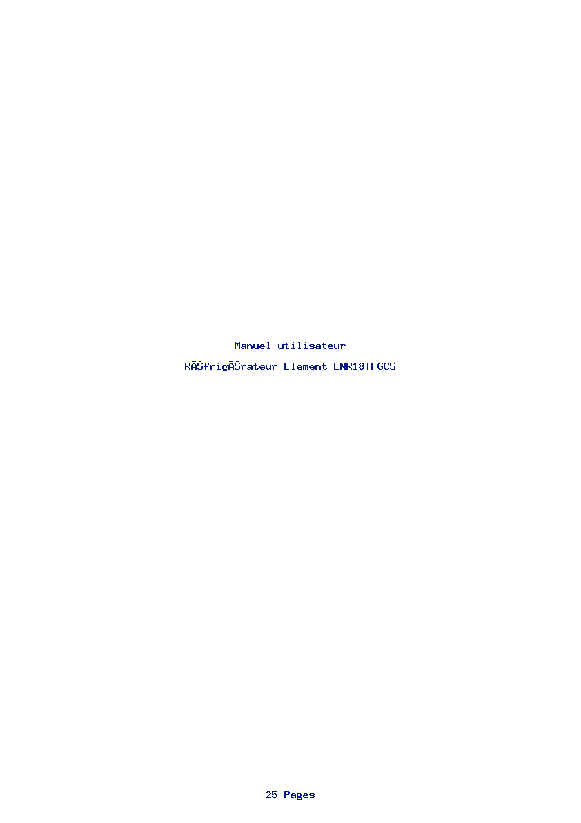 Page 1 de la notice Manuel utilisateur Element ENR18TFGCS