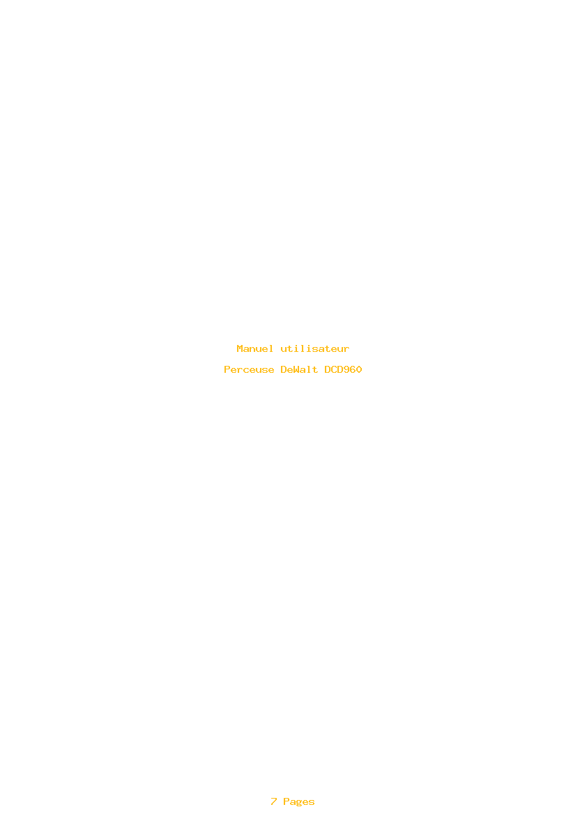 Page 1 de la notice Manuel utilisateur DeWalt DCD960