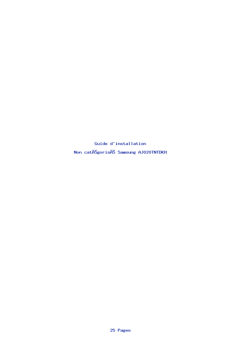 Page 1 de la notice Guide d'installation Samsung AJ020TNTDKH