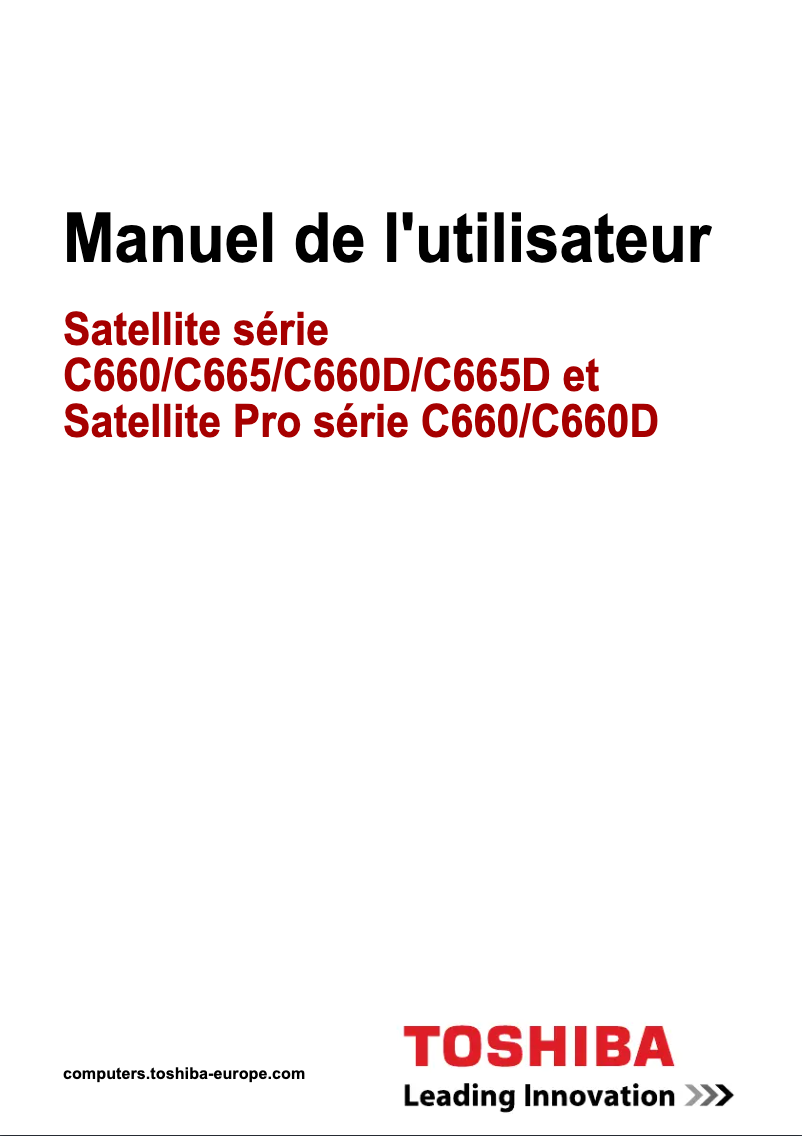 Page 1 de la notice Manuel utilisateur Toshiba Satellite C 665D