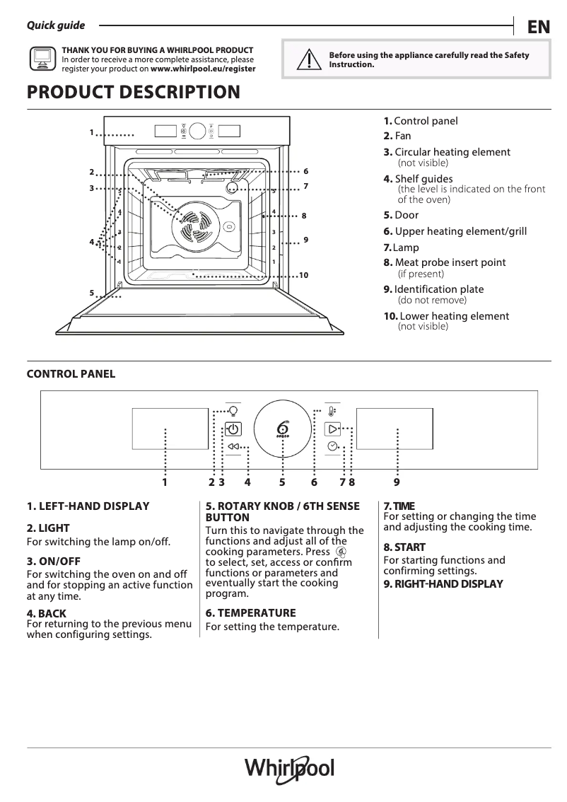 Page 1 de la notice Guide d'installation Whirlpool AKZ9 6270 IX