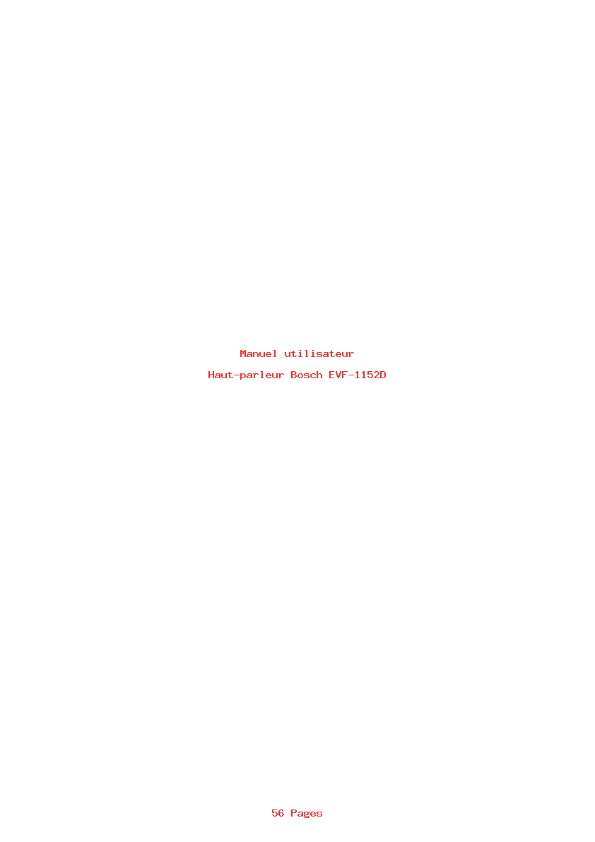 Page 1 de la notice Manuel utilisateur Bosch EVF-1152D