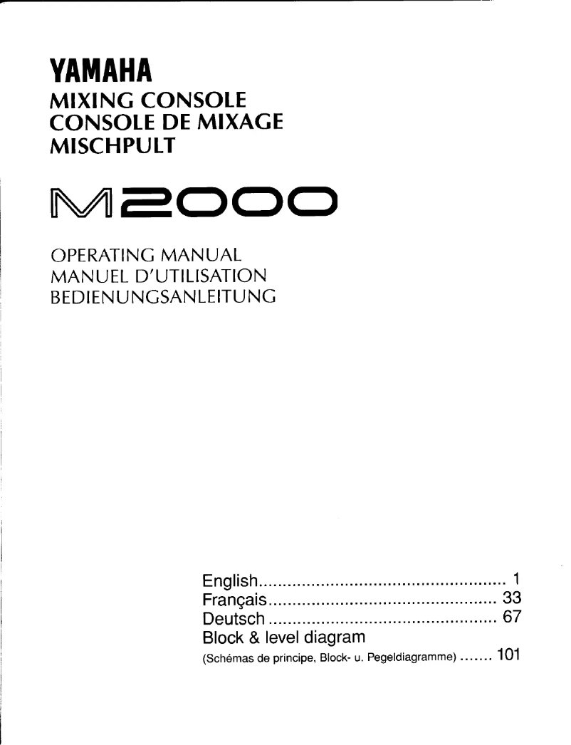 Page 1 de la notice Manuel utilisateur Yamaha M2000