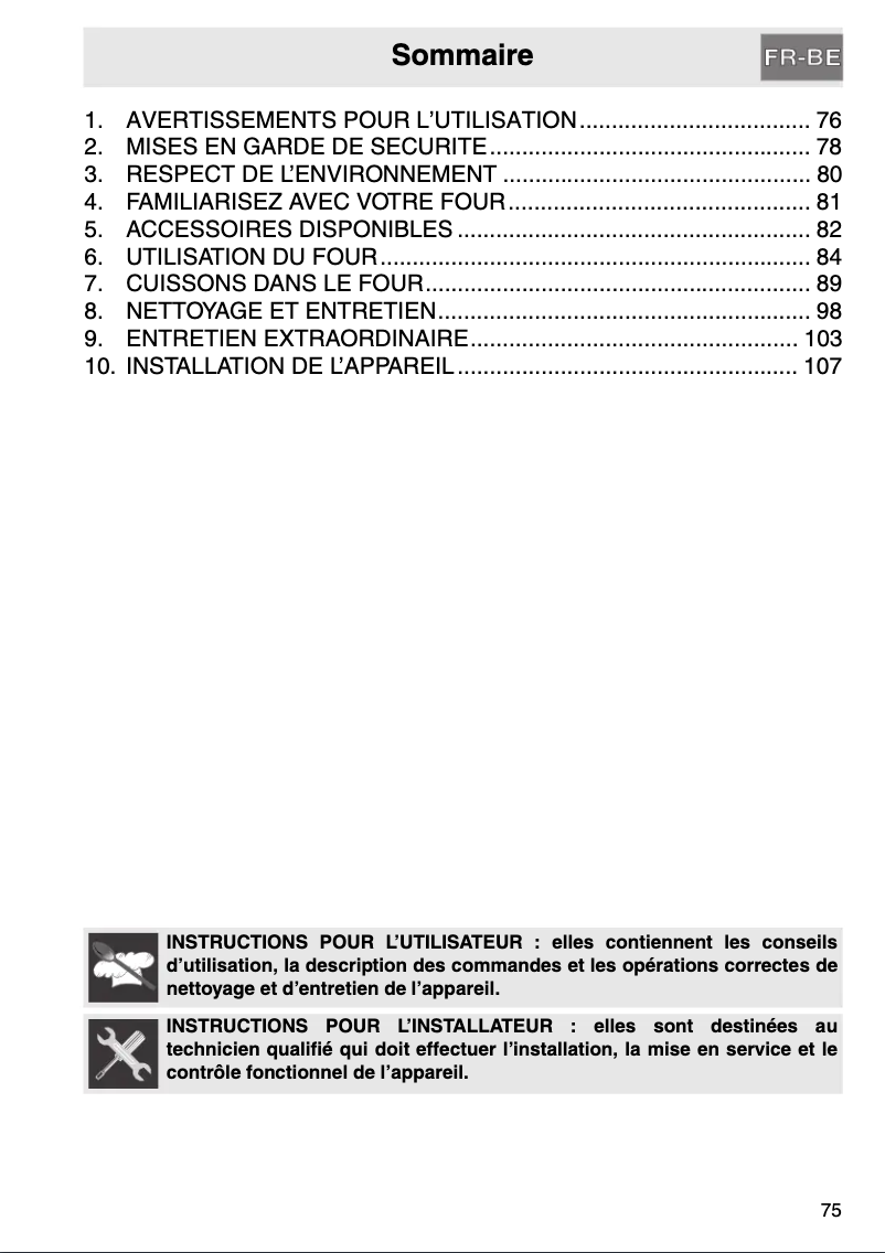 Page 1 de la notice Manuel utilisateur Smeg SC750PX-8