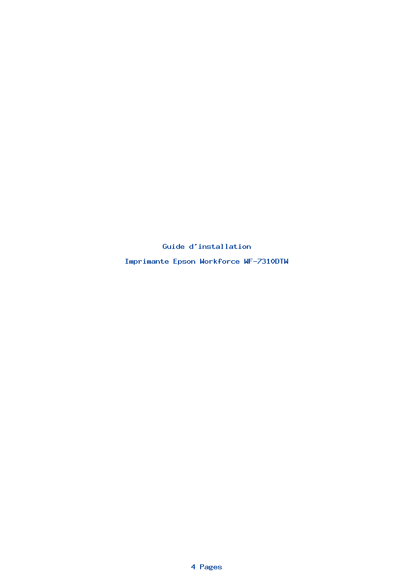Page 1 de la notice Guide d'installation Epson Workforce WF-7310DTW