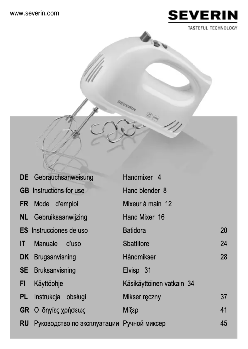 Page 1 de la notice Manuel utilisateur Severin HM 3821
