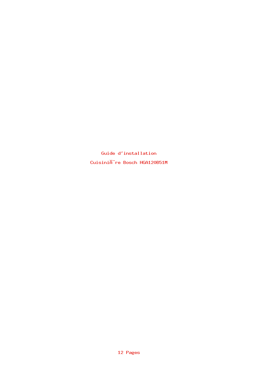 Page 1 de la notice Guide d'installation Bosch HGA120B51M