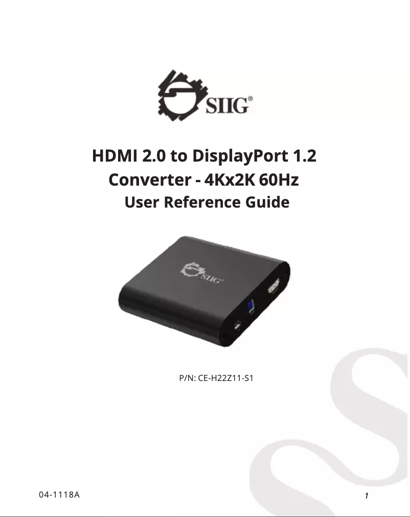 Página 1 del manual Manual de usuario Siig CE-H22Z11-S1