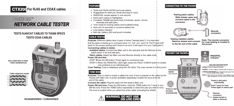 Page 1 de la notice Manuel utilisateur Triplett CTX200