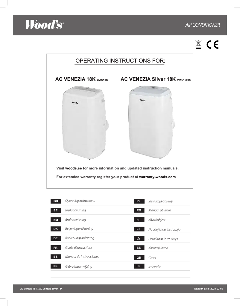 Página 1 del manual Manual de usuario Wood's WAC18G