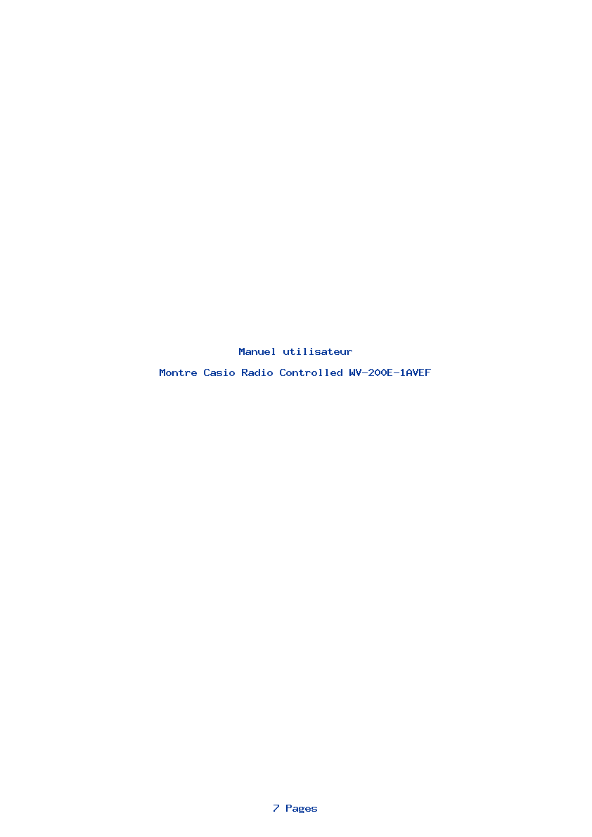Page 1 de la notice Manuel utilisateur Casio Radio Controlled WV-200E-1AVEF