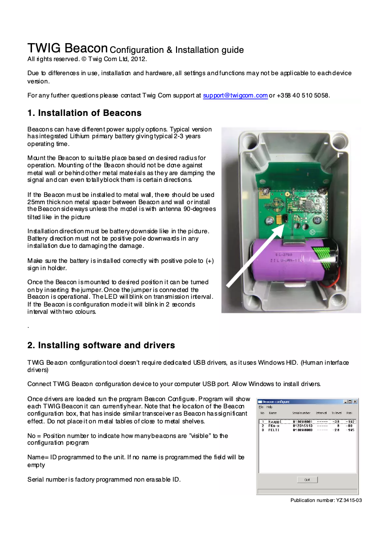 Página 1 del manual Manual de usuario Benefon Twig Beacon