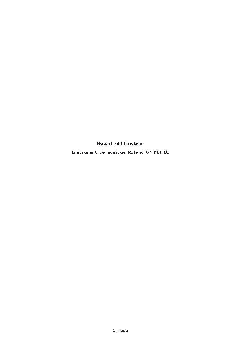 Page 1 de la notice Manuel utilisateur Roland GK-KIT-BG
