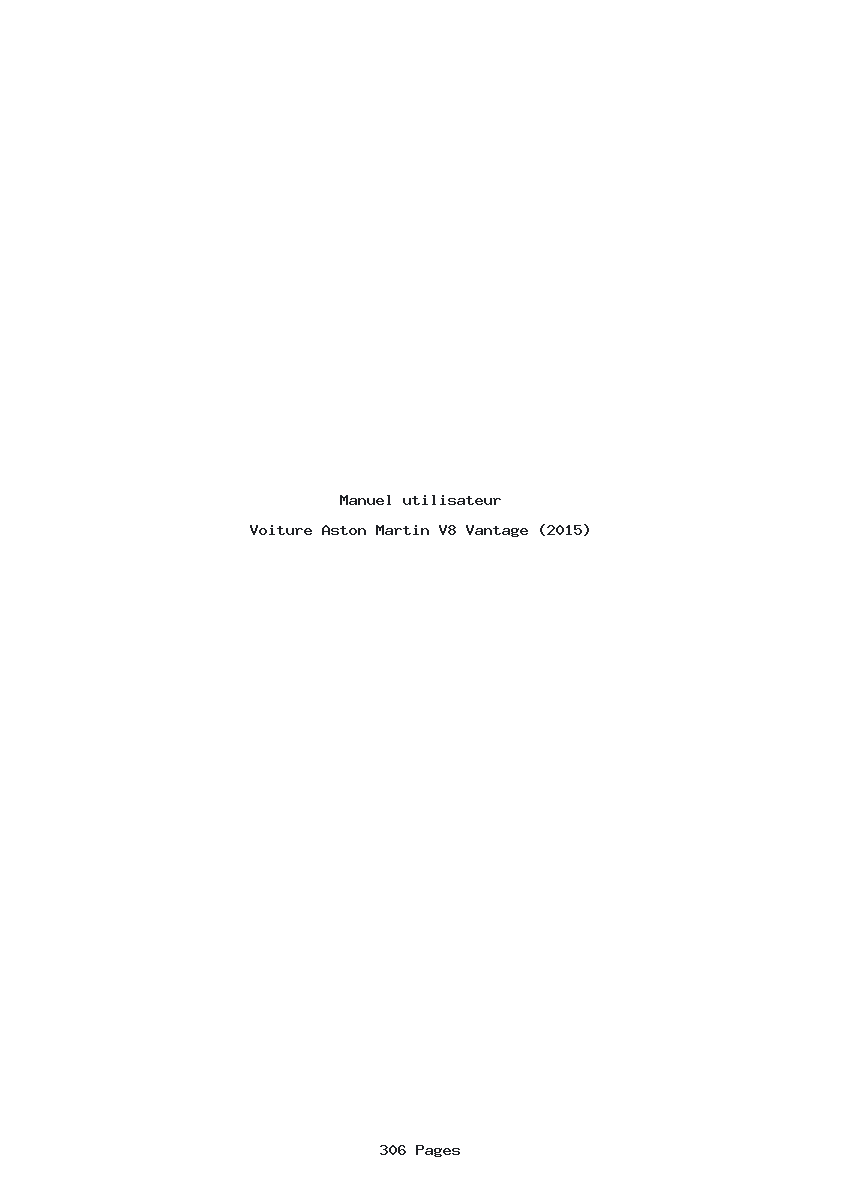 Page 1 de la notice Manuel utilisateur Aston Martin V8 Vantage (2015)