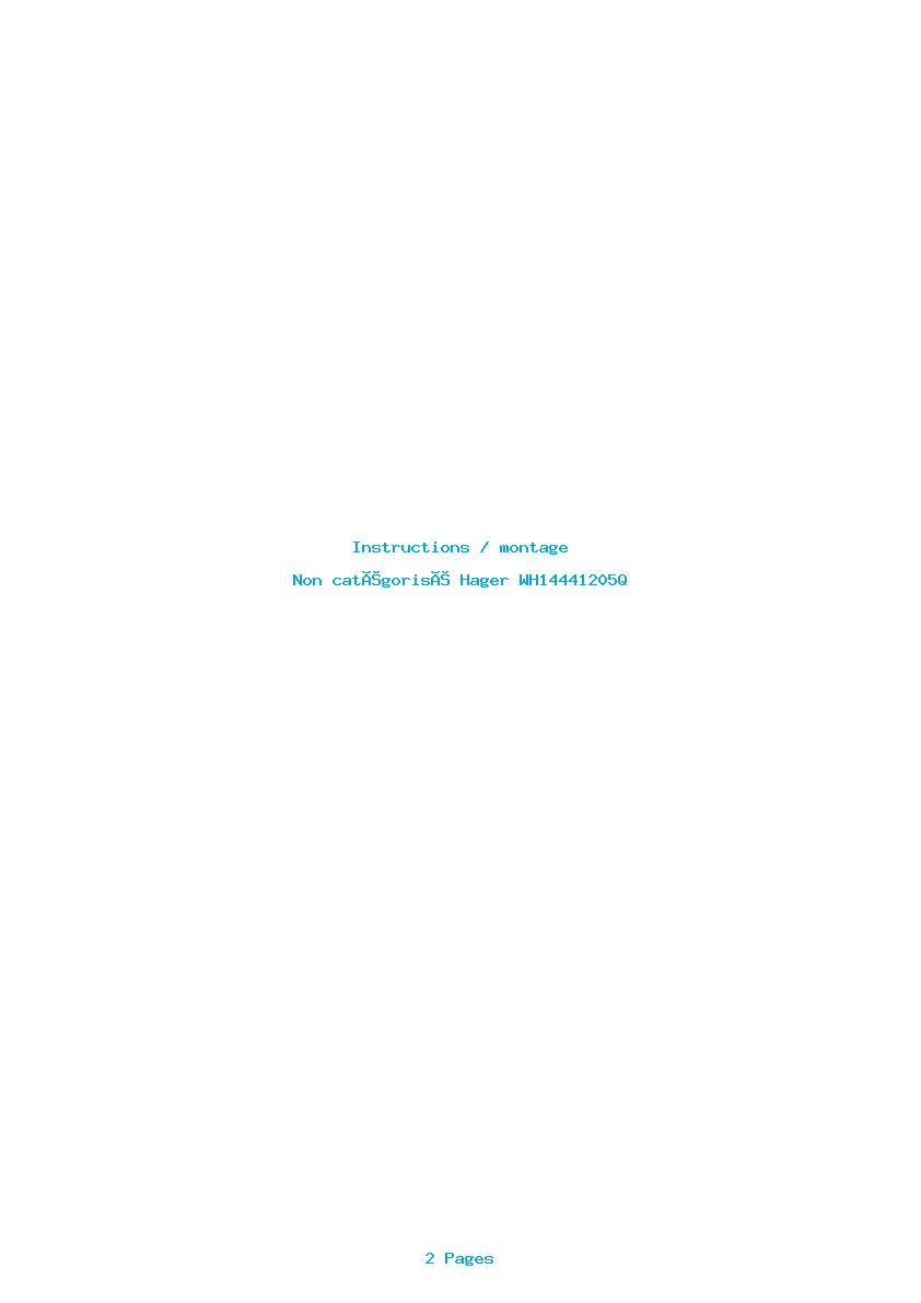 Page 1 de la notice Instructions / montage Hager WH14441205Q