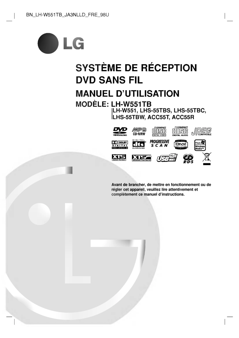 Page 1 of the manual User Manual LG LH-W551TB
