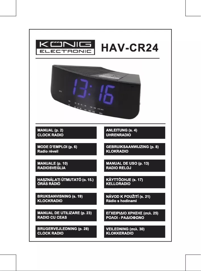 Page 1 de la notice Manuel utilisateur Konig HAV-CR24