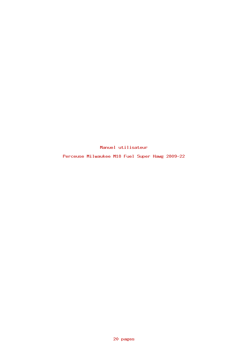 Page 1 de la notice Manuel utilisateur Milwaukee M18 Fuel Super Hawg 2809-22