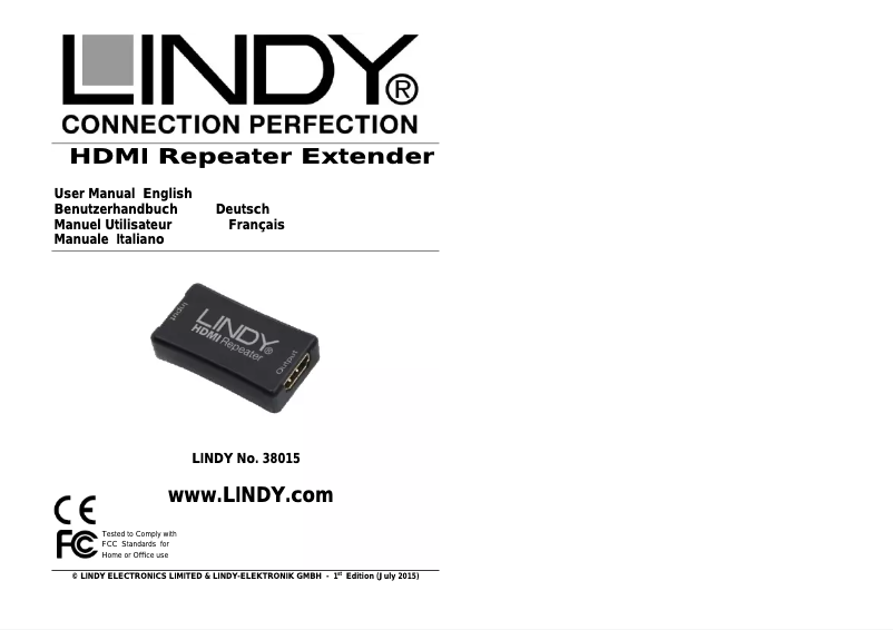 Page 1 de la notice Manuel utilisateur Lindy 38015