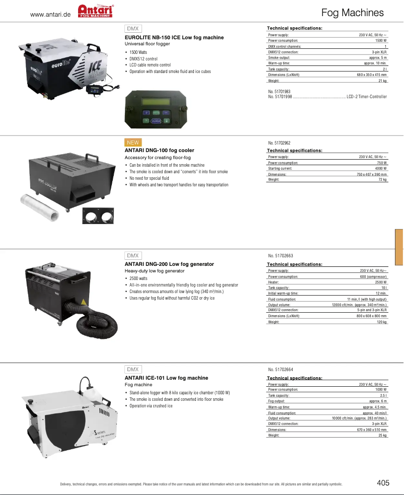 Page 1 de la notice Catalogue Antari ICE-101