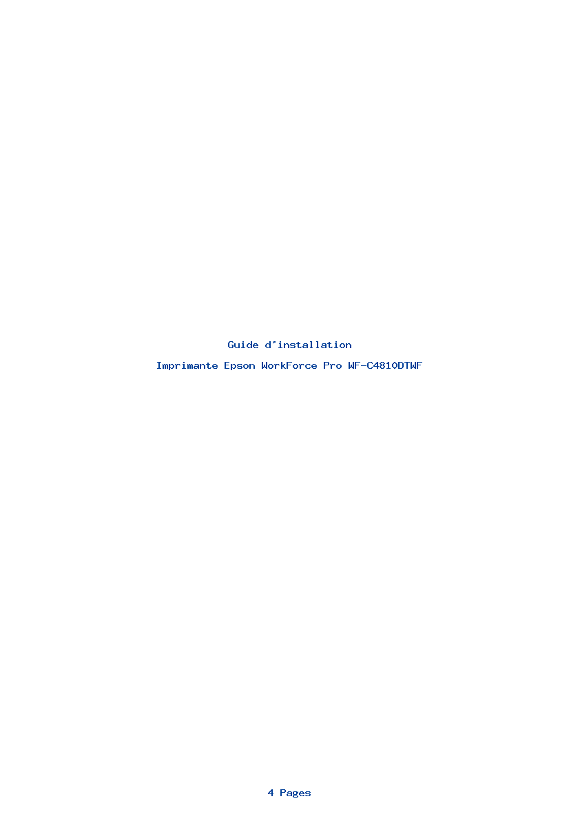 Image de la première page du manuel de l'appareil WorkForce Pro WF-C4810DTWF