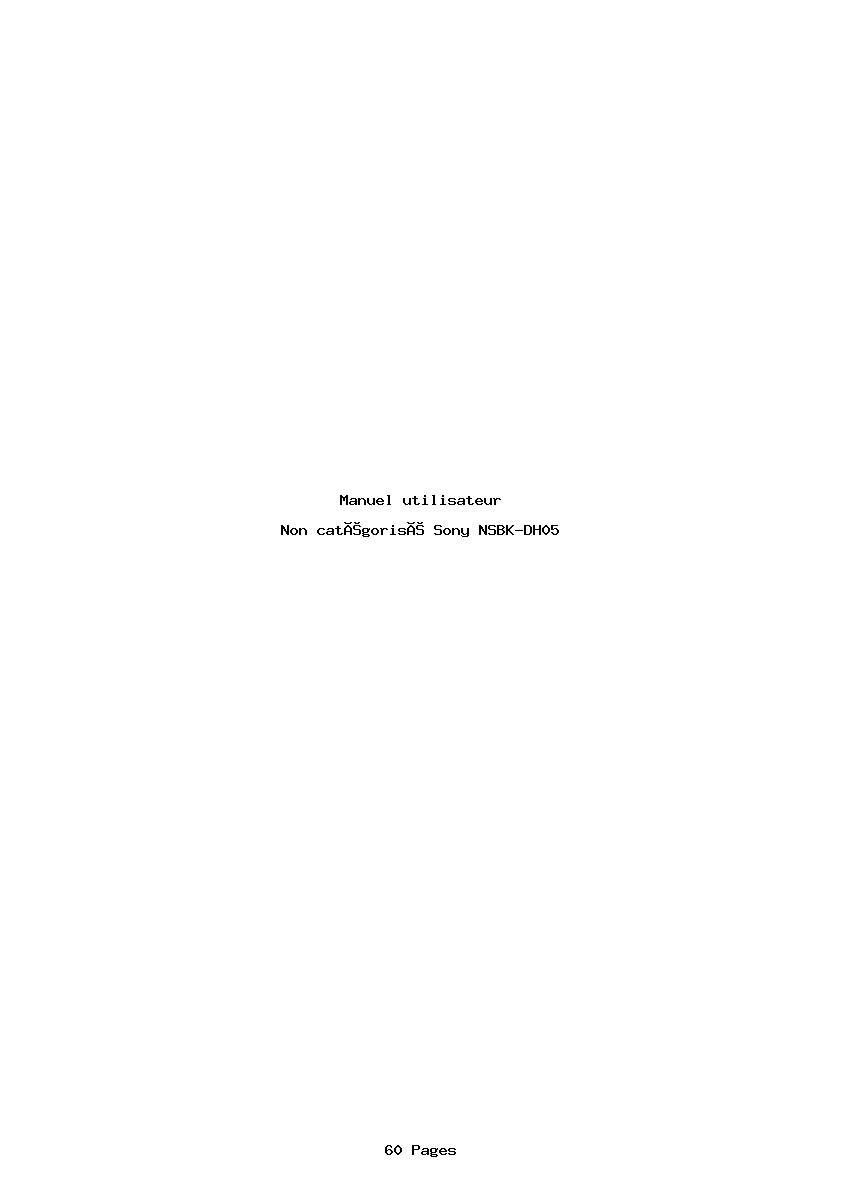 Page 1 de la notice Manuel utilisateur Sony NSBK-DH05