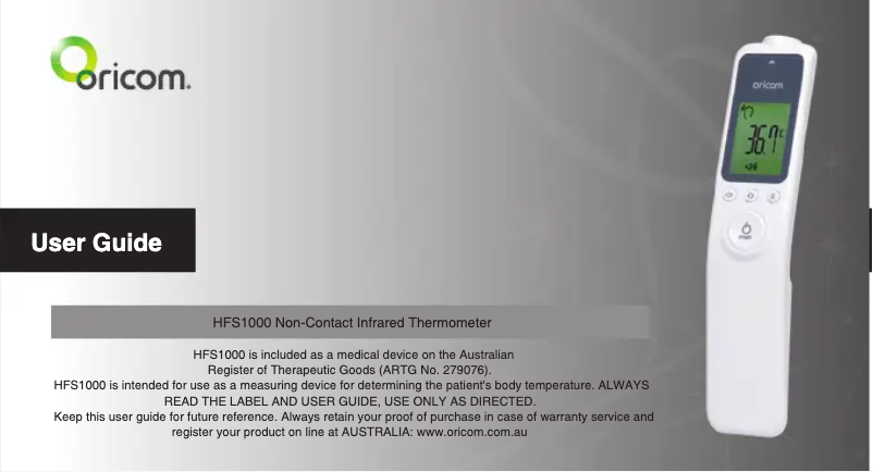 Page 1 de la notice Manuel utilisateur Oricom HFS1000