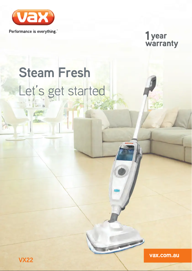 Page 1 de la notice Manuel utilisateur Vax Steam Fresh