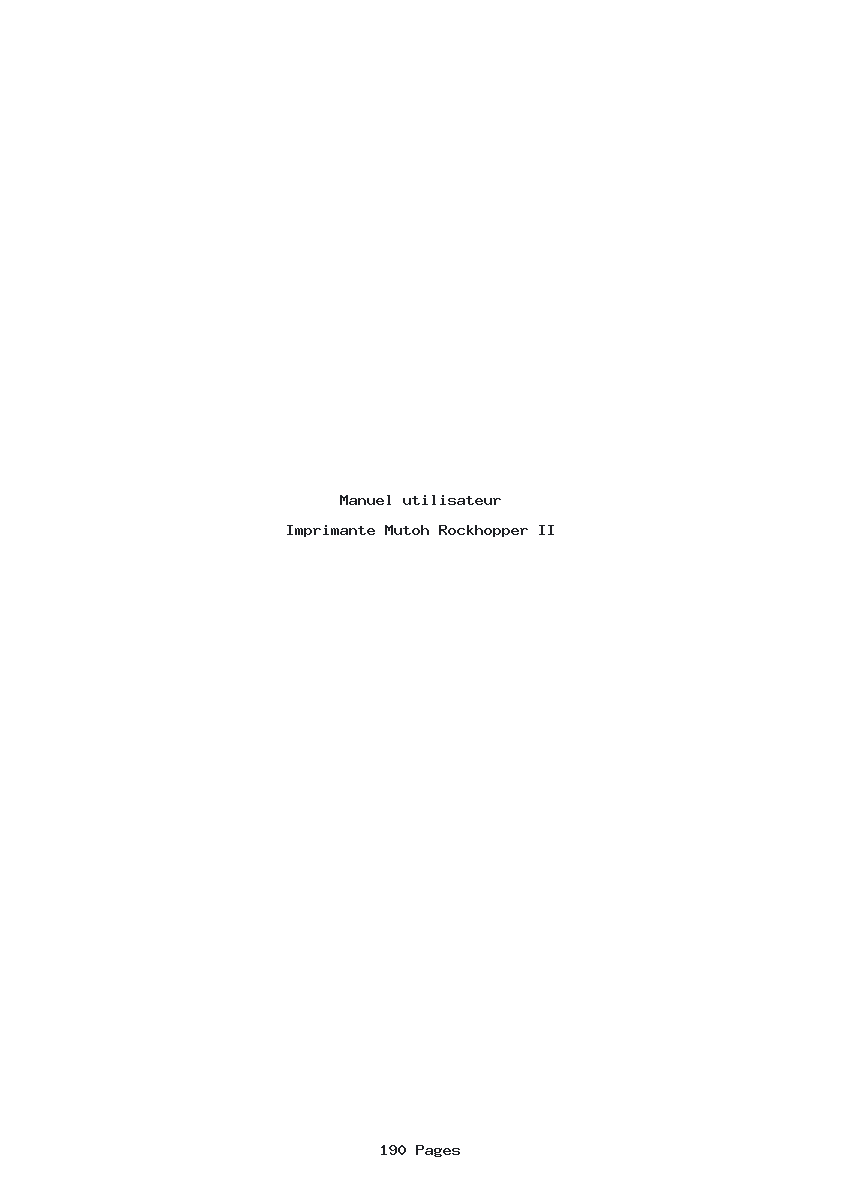 Page 1 de la notice Manuel utilisateur Mutoh Rockhopper II
