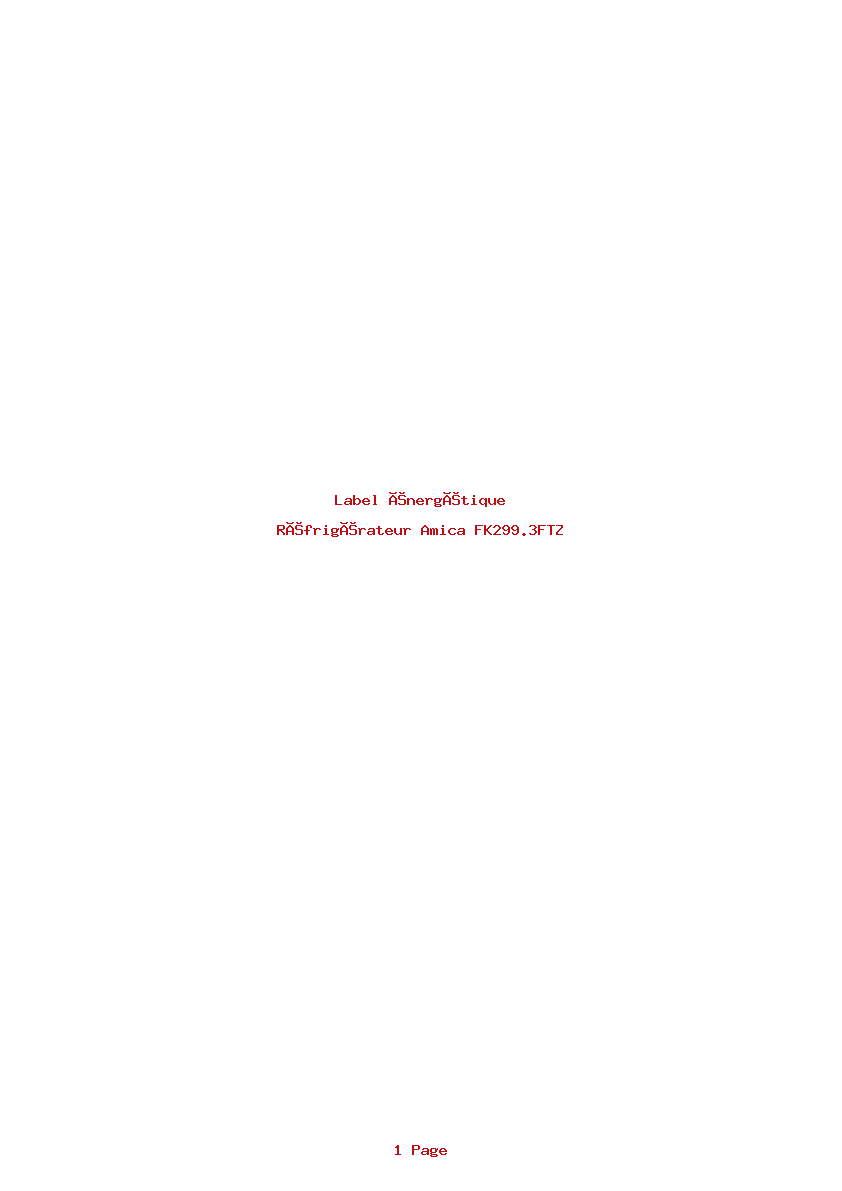 Page 1 de la notice Label énergétique Amica FK299.3FTZ