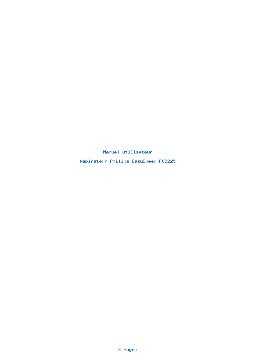 Page 1 de la notice Manuel utilisateur Philips EasySpeed FC5225