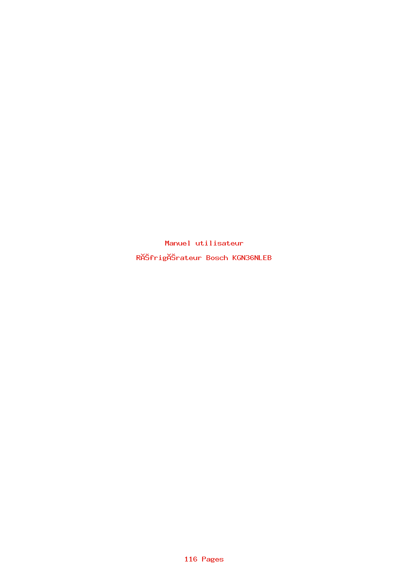 Page 1 de la notice Manuel utilisateur Bosch KGN36NLEB
