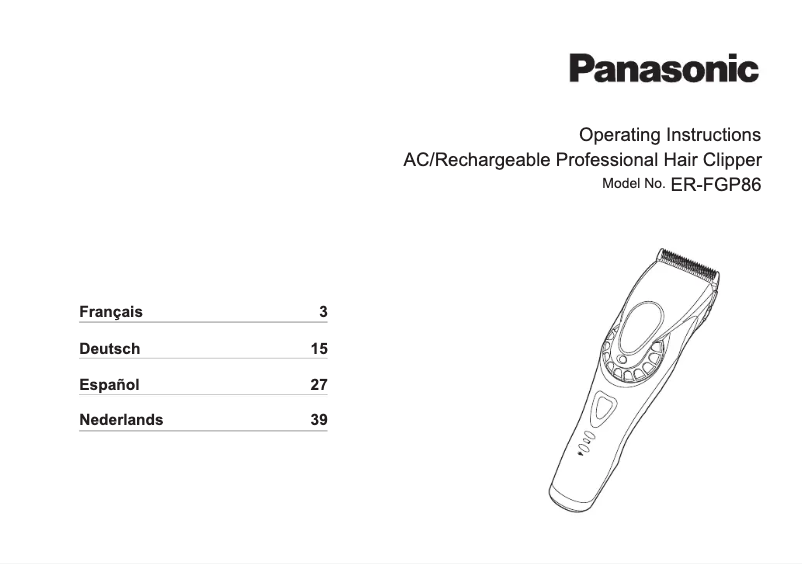 Page 1 de la notice Manuel utilisateur Panasonic ER-FGP86