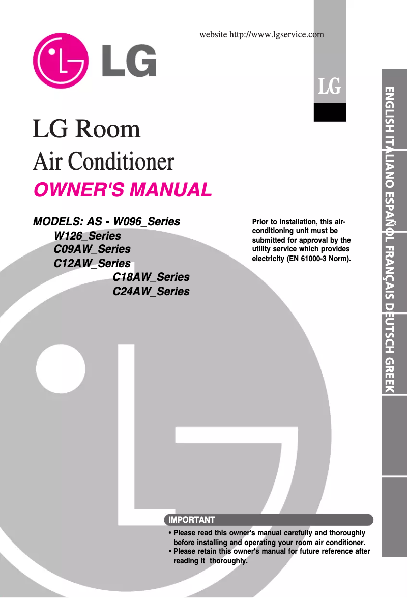 Page 1 de la notice Manuel utilisateur LG AS-W096UMH1