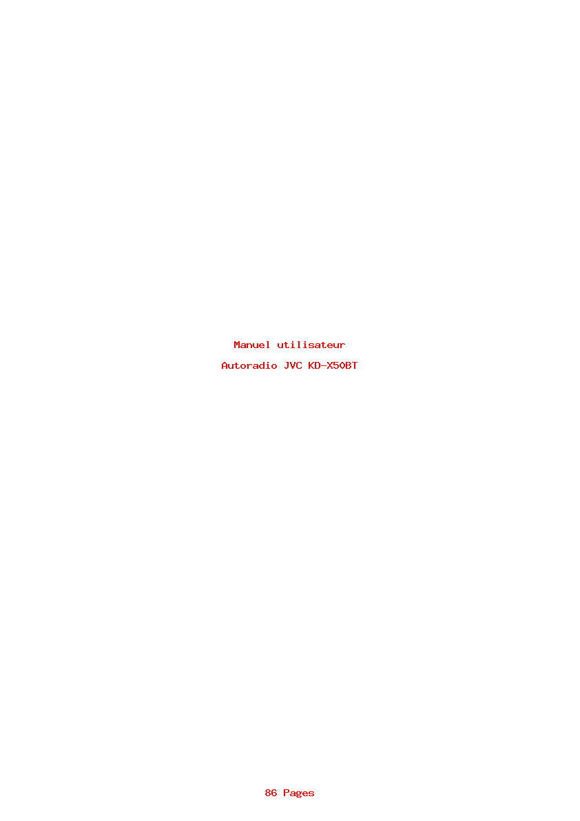Page 1 de la notice Manuel utilisateur JVC KD-X50BT