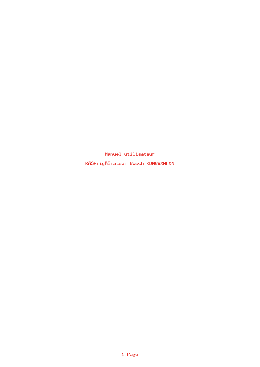 Page 1 de la notice Manuel utilisateur Bosch KDN86XWF0N