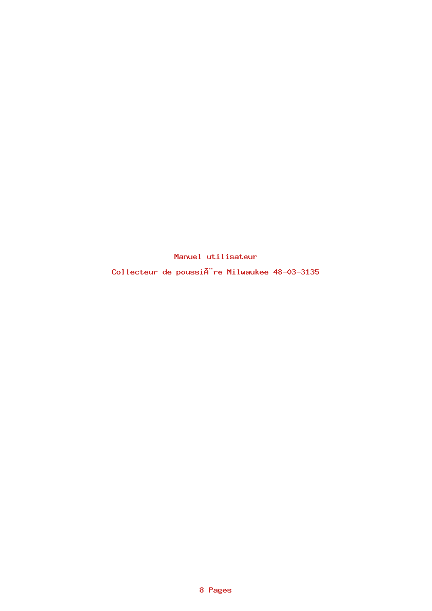 Page 1 de la notice Manuel utilisateur Milwaukee 48-03-3135