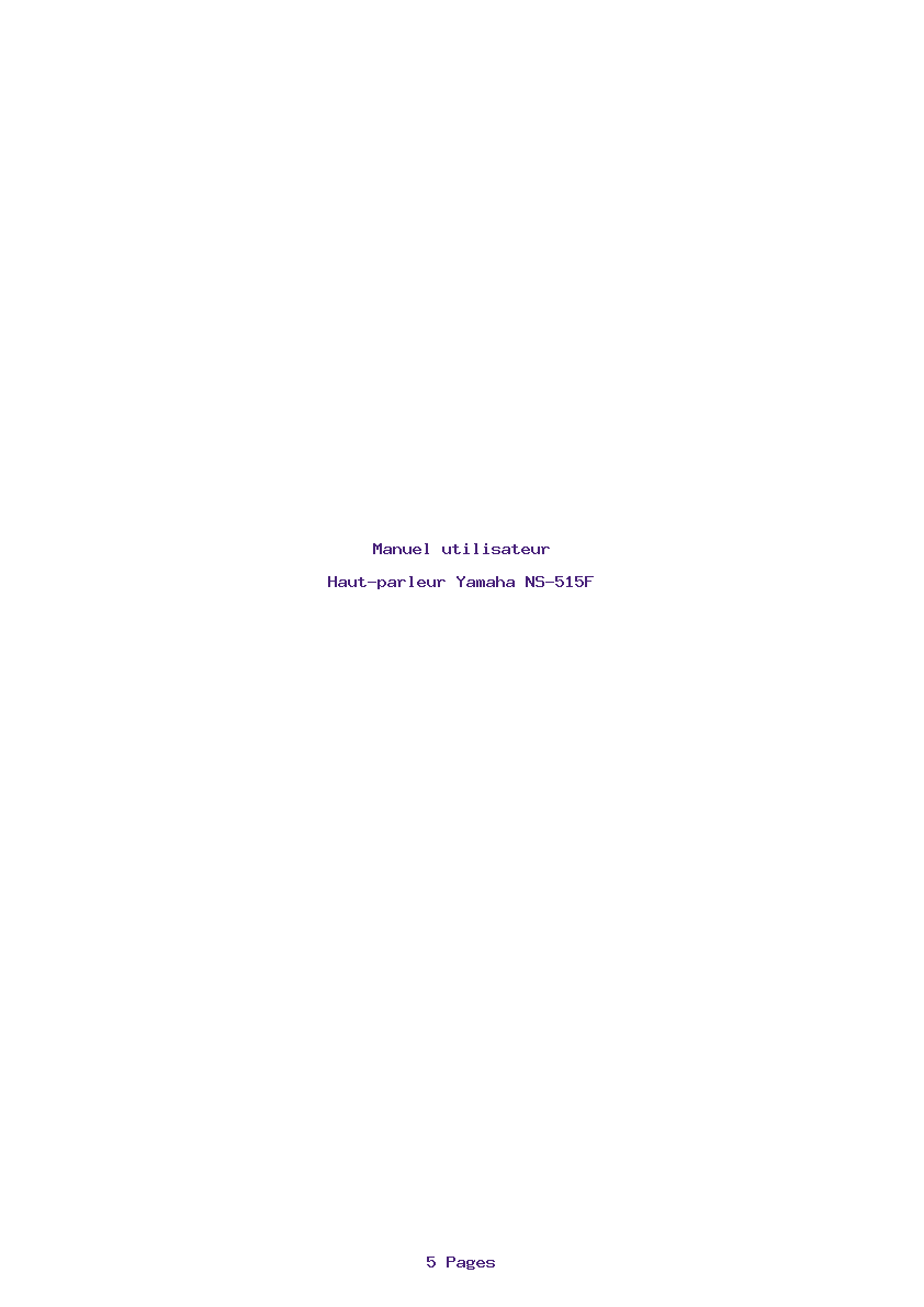 Page 1 de la notice Manuel utilisateur Yamaha NS-515F