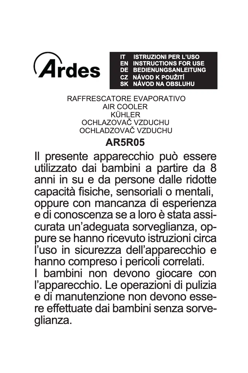 Page 1 de la notice Manuel utilisateur Ardes AR5R05