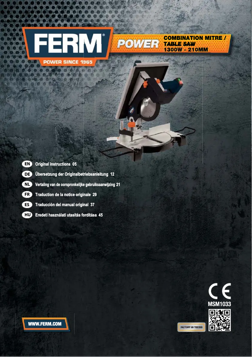 Page 1 de la notice Manuel utilisateur Ferm MSM1033