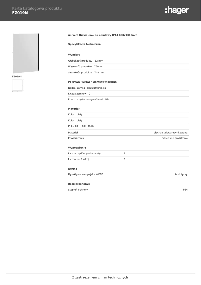 Page 1 of the manual User Manual Hager FZ019N