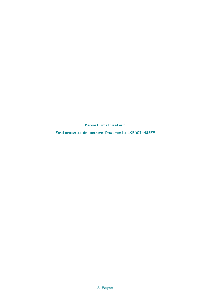 Page 1 de la notice Manuel utilisateur Daytronic 10BACI-488FP