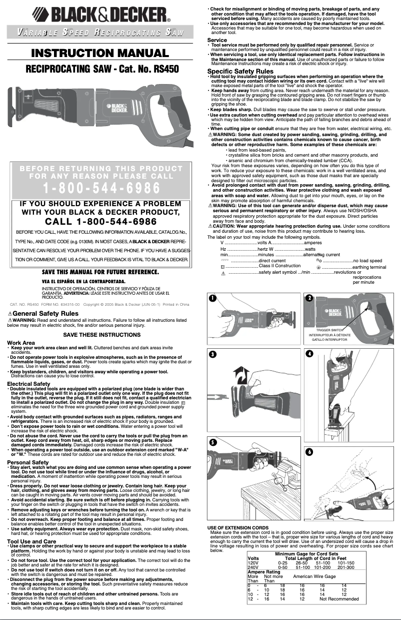 Page 1 de la notice Manuel utilisateur Black & Decker RS450