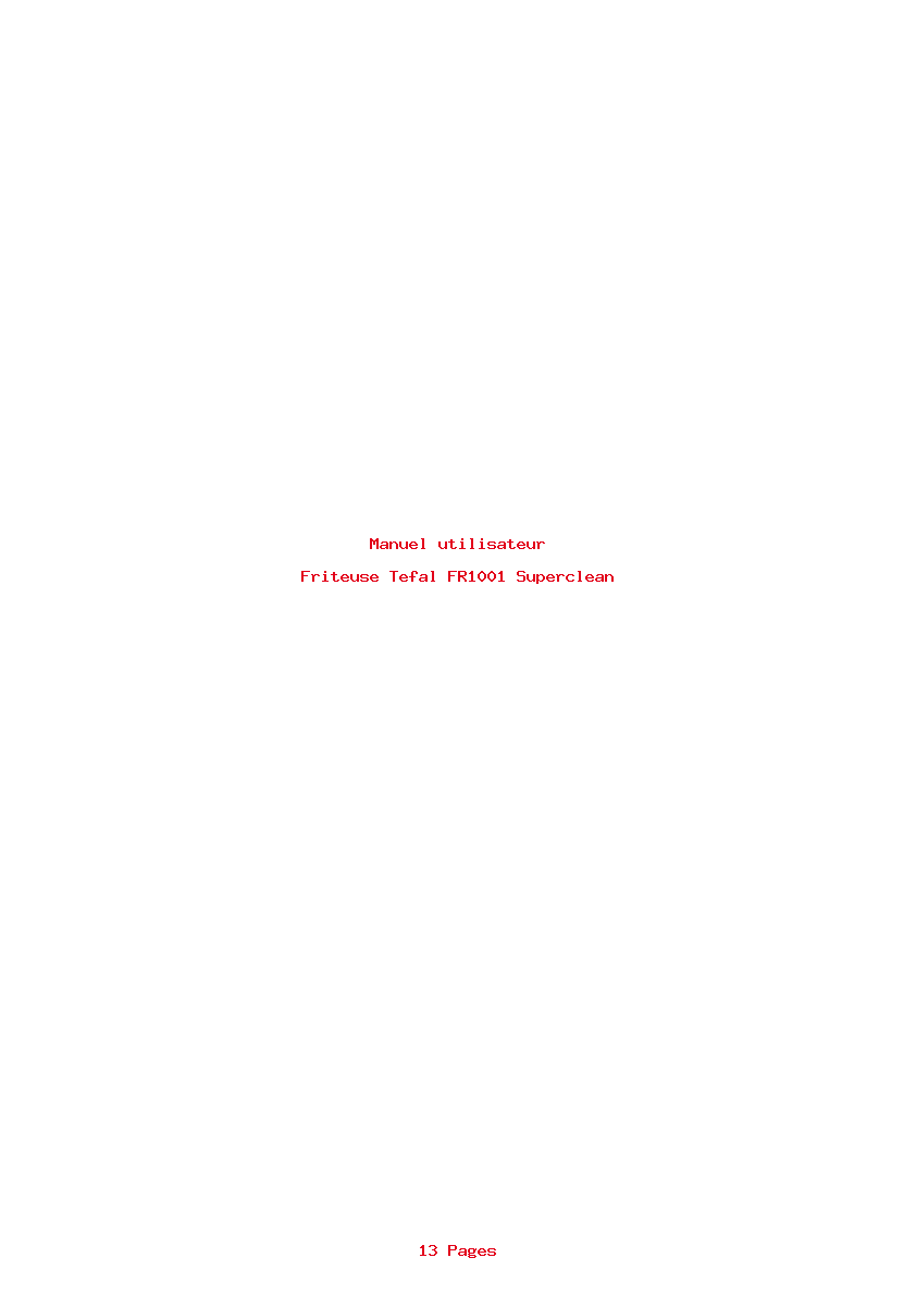 Page 1 de la notice Manuel utilisateur Tefal FR1001 Superclean