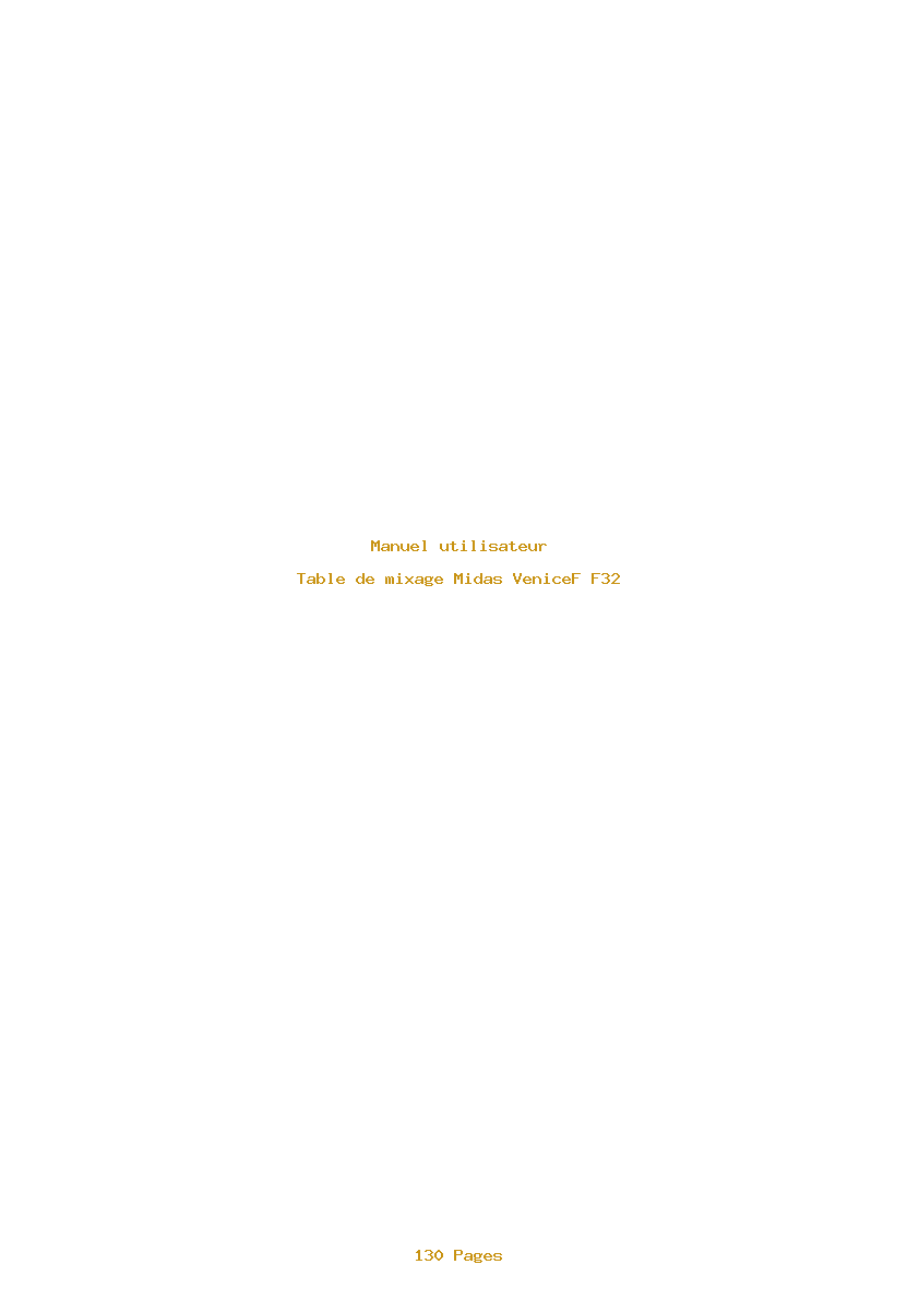 Page 1 de la notice Manuel utilisateur Midas VeniceF F32